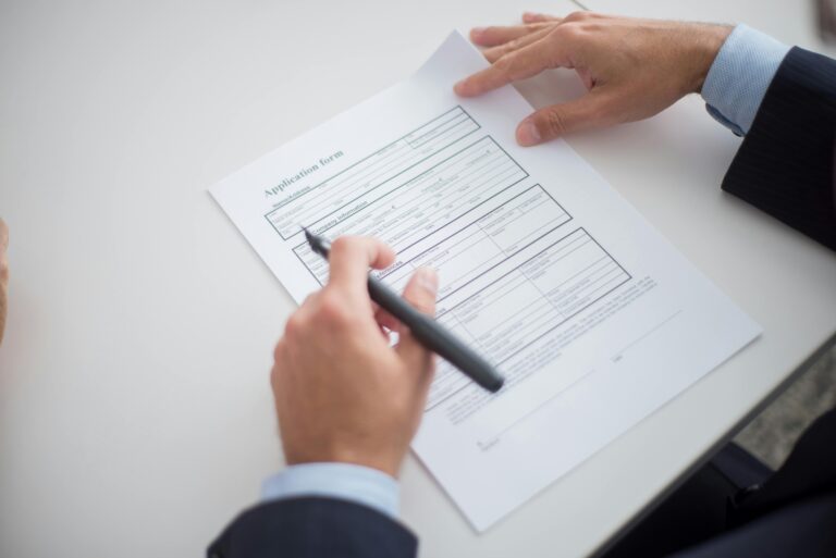 a person filling out an application